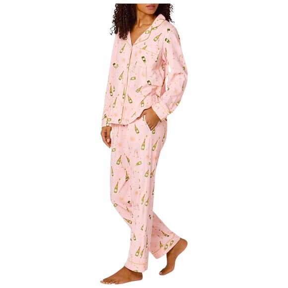 EUC Bedhead Champagne Brunch Long Sleeve Stretch Cotton Pajama Set Pockets Small - Picture 7 of 16